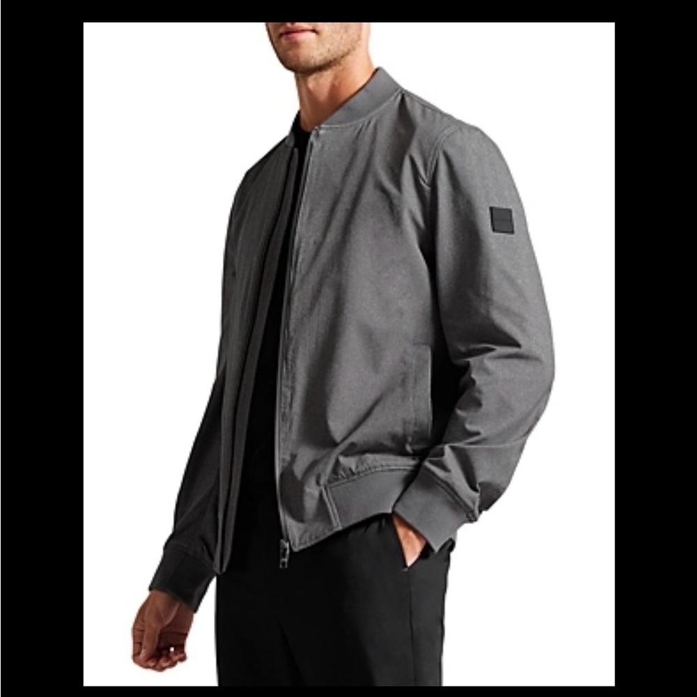 Ted Baker Elmhrst Technical Stretch Charcoal Gray Bomber Jacket